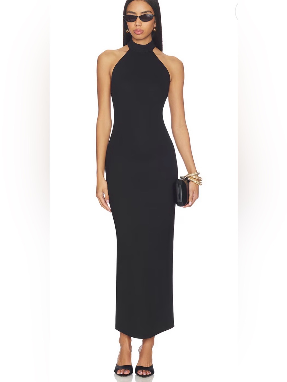 NWT Lovers & Friends Revolve Aylin Maxi Dress Black Halter Minimalist Large